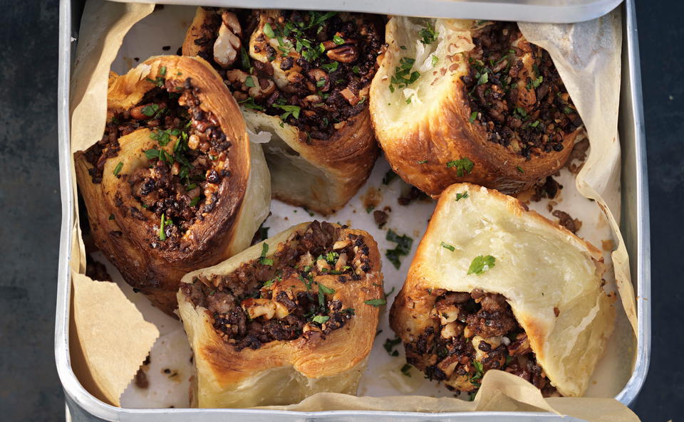 Fleisch-Schnecken mit Pekannuss