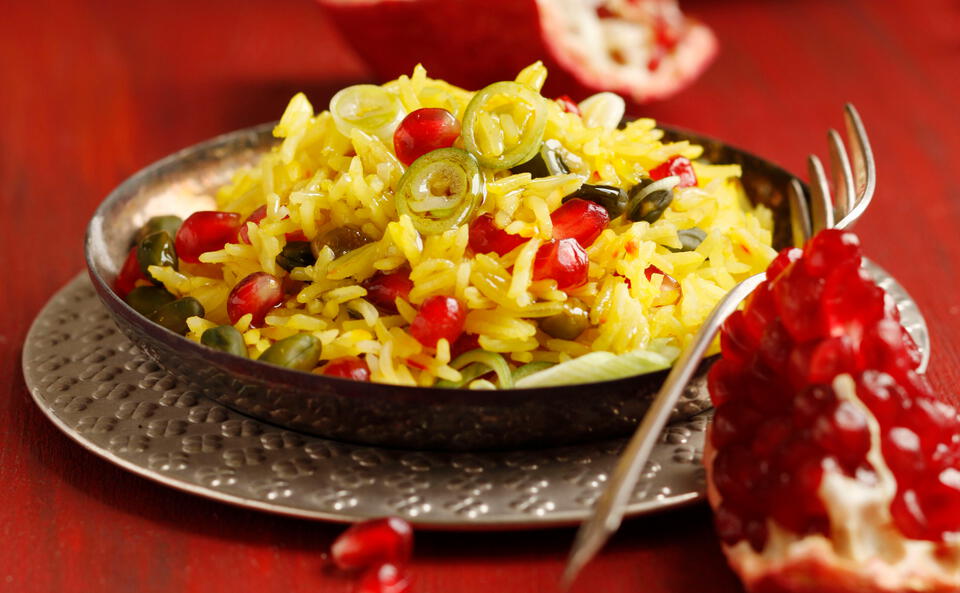 Orientalischer Reis mit Granatapfel und Pistazien