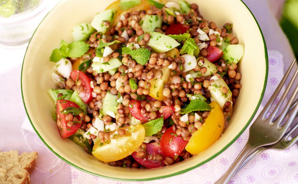 Linsensalat mit Minze und Petersilie