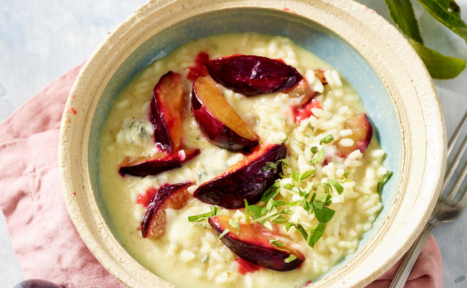 Zwetschken-Risotto mit Gorgonzola