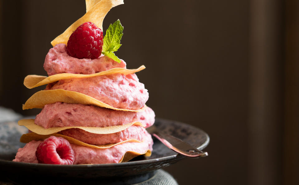 Strudelblätter mit Himbeercreme