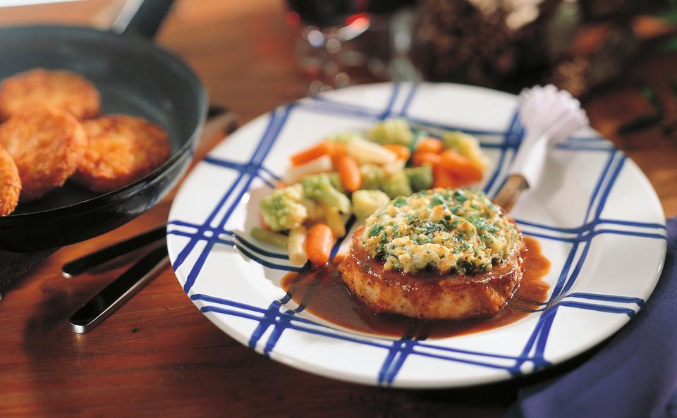 Kalbskoteletts mit Kräuterkruste