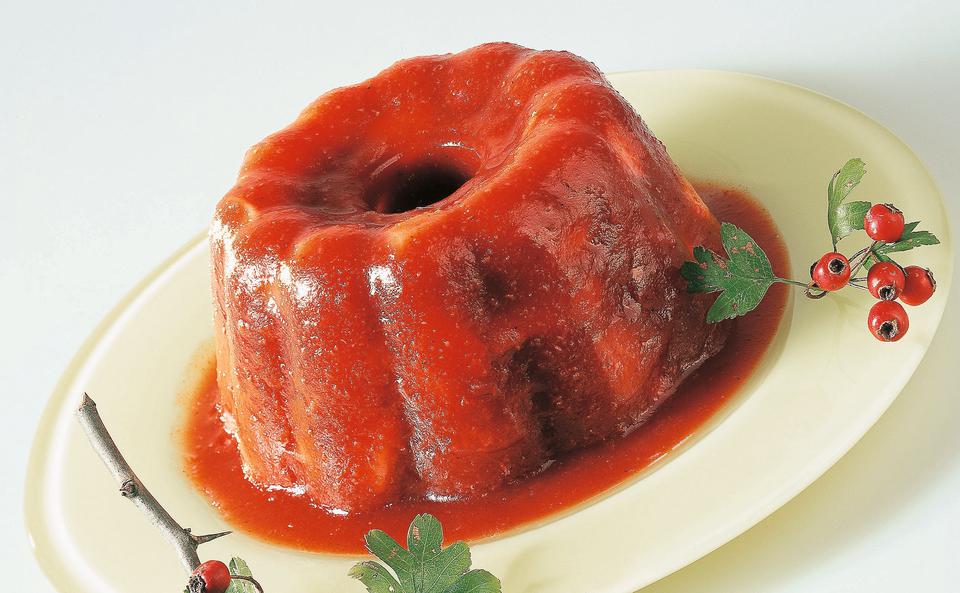 Weißdorn-Pudding mit Vanillesauce