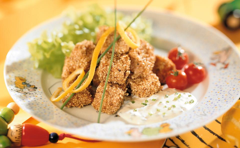 Knusprige Lachs-Nuggets mit Sesam