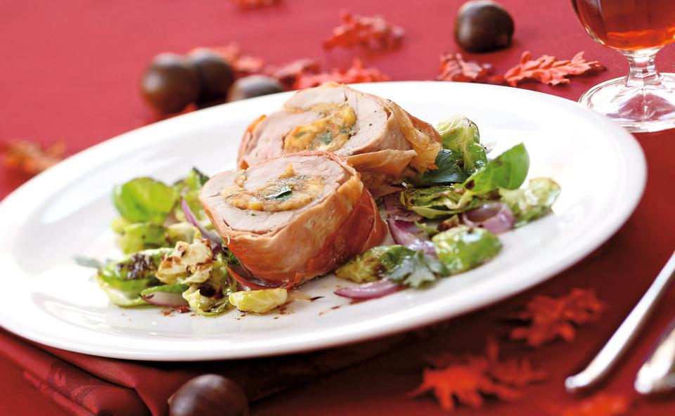 Schweinsfilet mit Brioche-Maronifülle • Rezept • GUSTO.AT