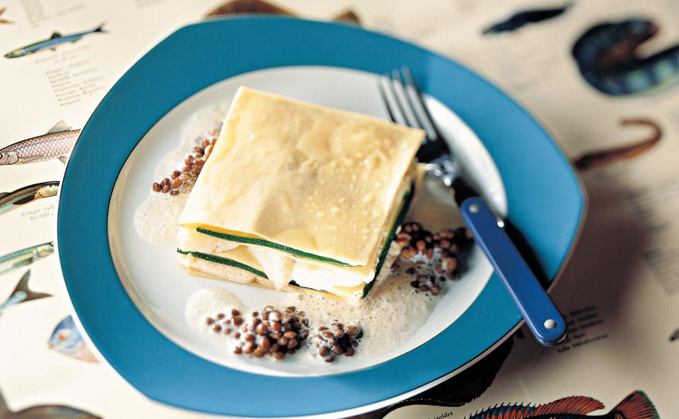 Gedämpfte Kabeljau-Tofu-Lasagne