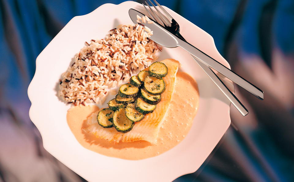 Heilbutt mit Zucchini überbacken