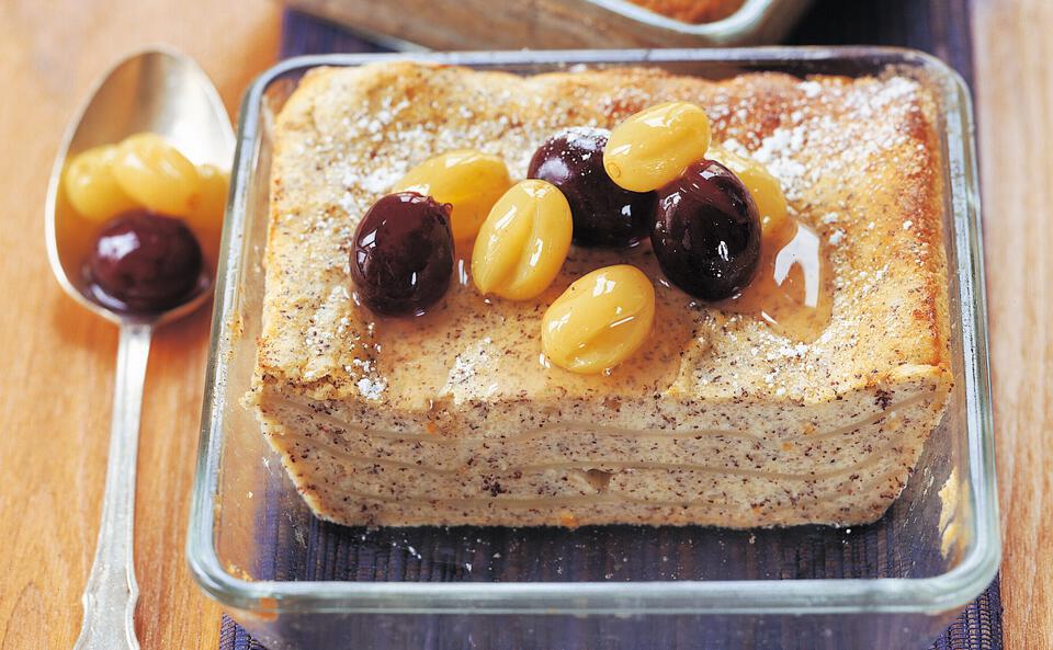 Mohn-Nudelauflauf mit Traubenkompott • Rezept • GUSTO.AT