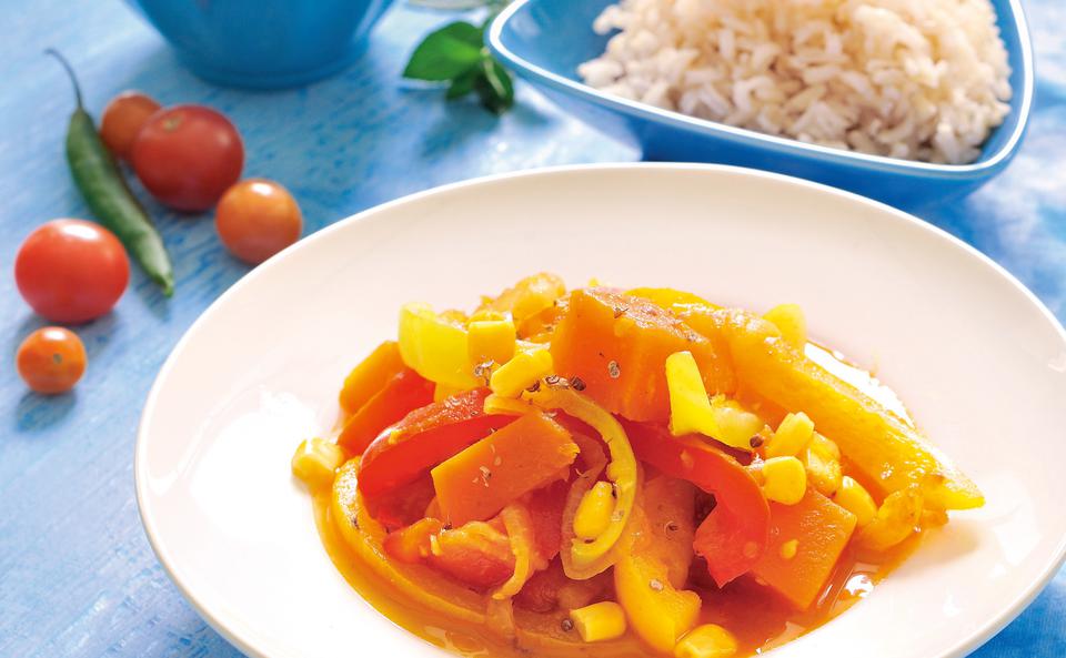 Paprika-Kürbis-Curry mit Mais